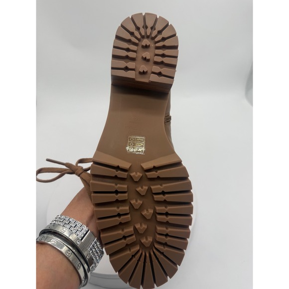 New! STUART WEITZMAN Laine Pearl Leather Combat Boots — Tan/Camel Sz 10 $695 - Picture 4 of 10